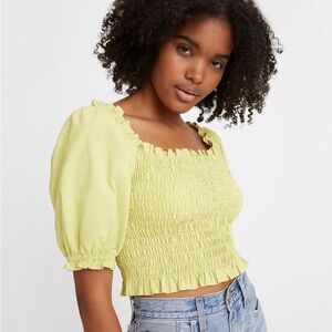 NWT Levi's Light Green Smocked Puff Sleeve Blouse Large